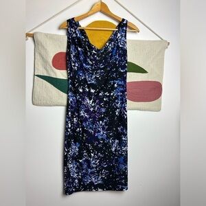 NORMA KAMALI KULTURE Halter Stretchy Midi Dress Blue Multicolor Size M